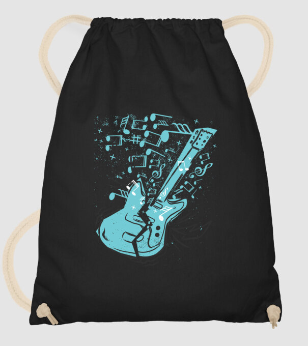 Tricou cu Chitară cu note model negru pe tricou