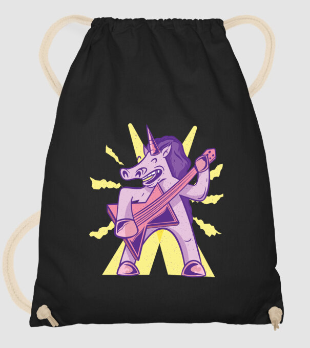 Unicorn cu chitara model negru pe tricou