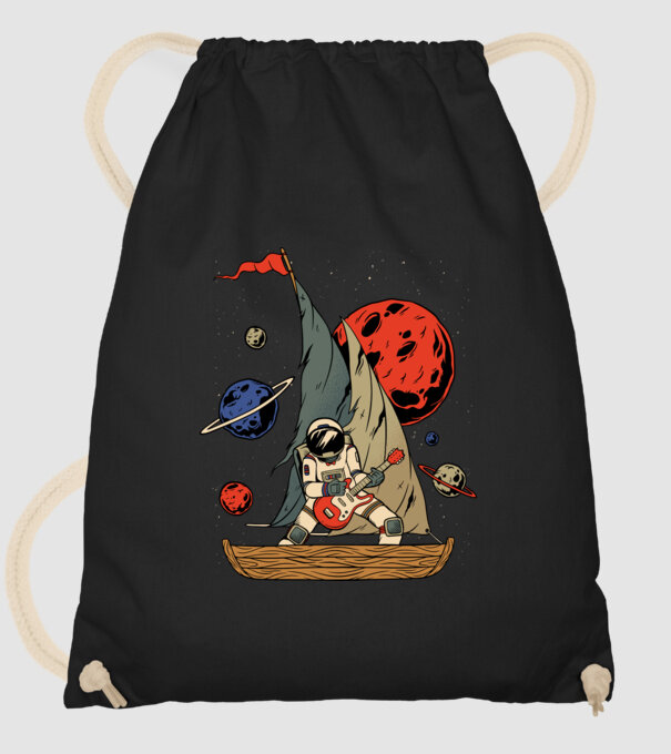 Astronaut Chitarist model negru pe tricou