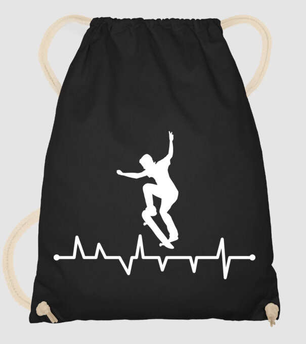 Heartbeat Skateboarder model negru pe tricou