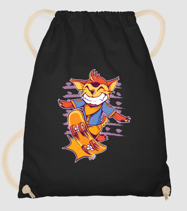 Vulpe Skateboarder model negru pe tricou