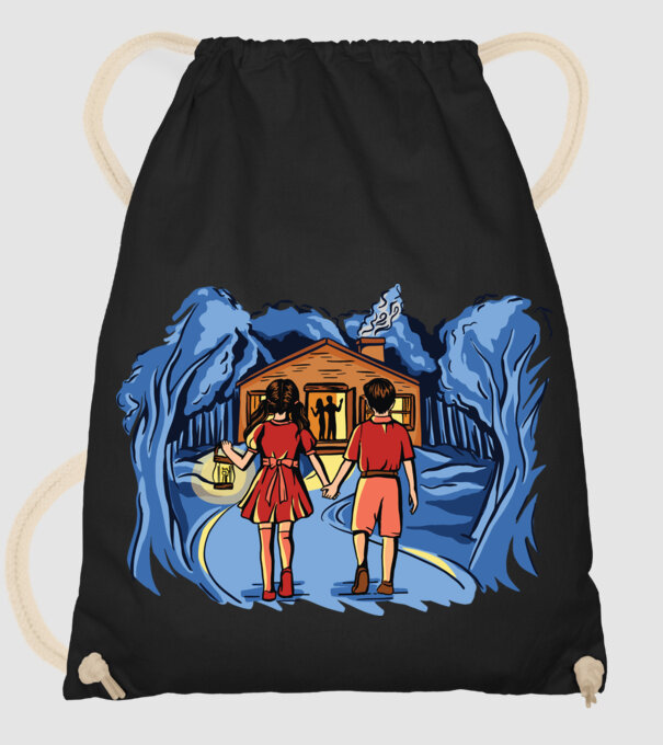 Copii în pădure Poveste model negru pe tricou