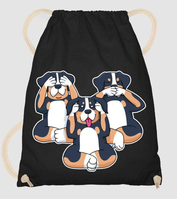 Trei câini model negru pe tricou