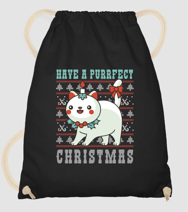 Have a Purrfect Christmas model negru pe tricou