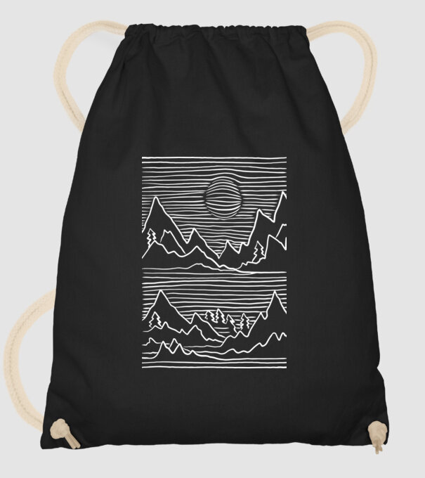 Munți grafică model negru pe tricou