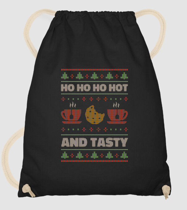Ho Ho Ho Hot and Tasty Pulovăr urât model negru pe tricou