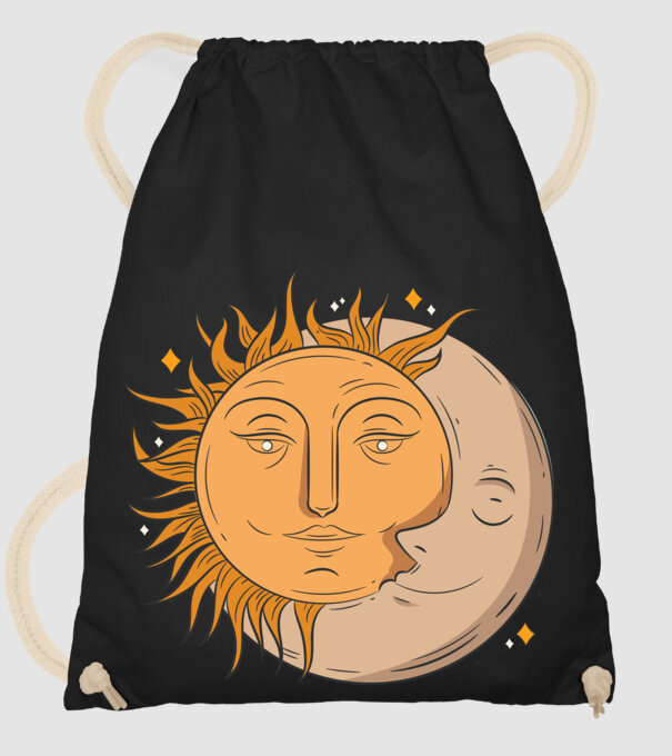 Luna și Soarele model negru pe tricou