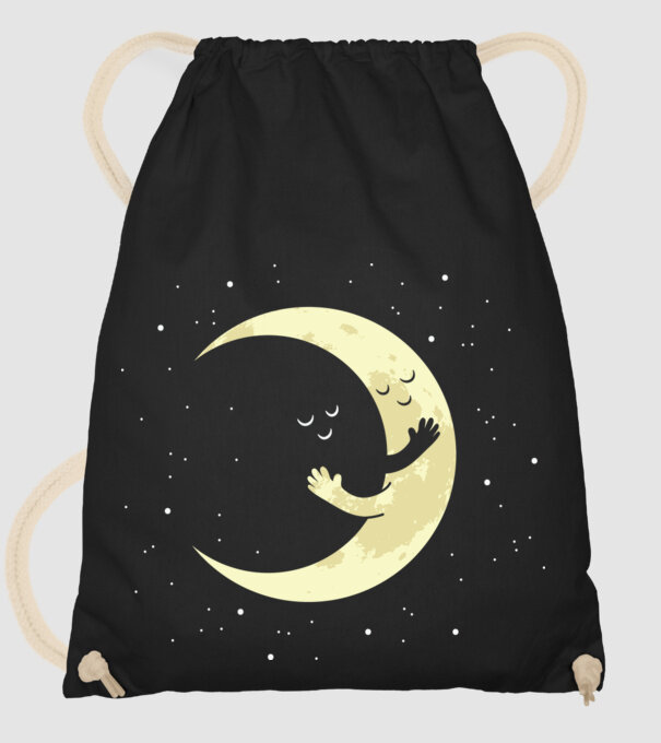 Luna și Soarele îmbrățișare model negru pe tricou