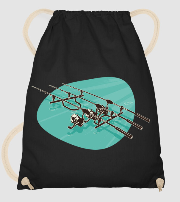 Undițe de pescuit model negru pe tricou