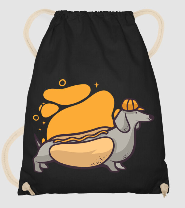 Teckel Hot dog model negru pe tricou