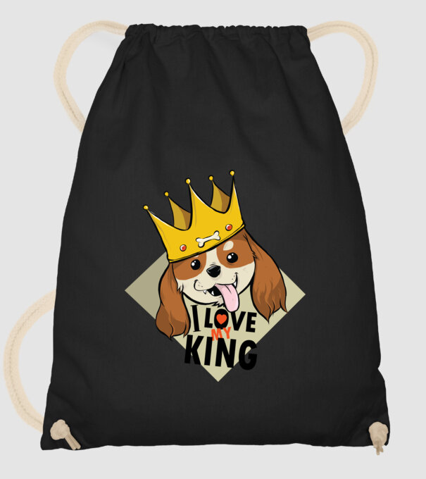 I love my king - Cavalier King Charles tricou cu câine Cocker Spaniel model negru pe tricou