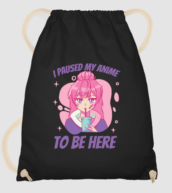 I paused my Anime to be here model negru pe tricou