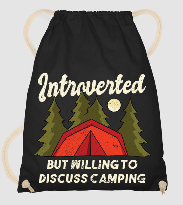 Camping Introvertit model negru pe tricou