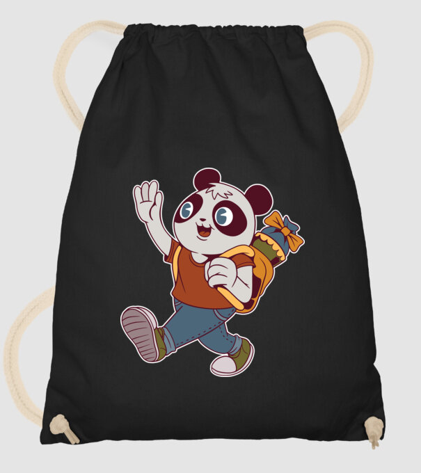 Panda școlar model negru pe tricou