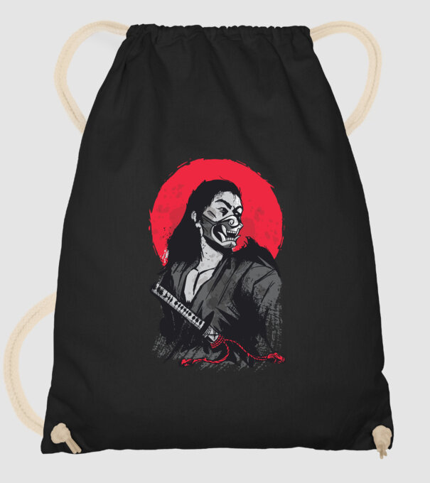Războinic japonez model negru pe tricou