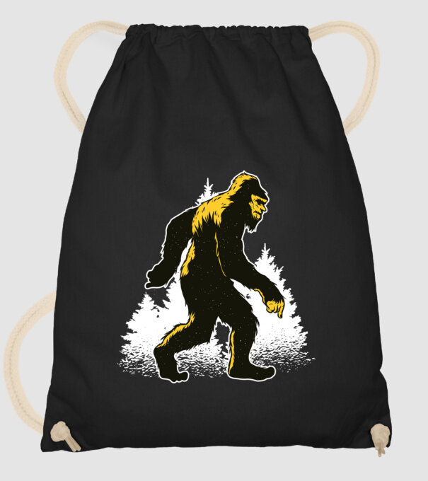 Yeti în pădure model negru pe tricou