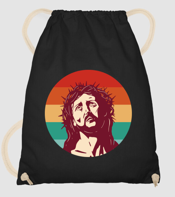Iisus Hristos Retro model negru pe tricou