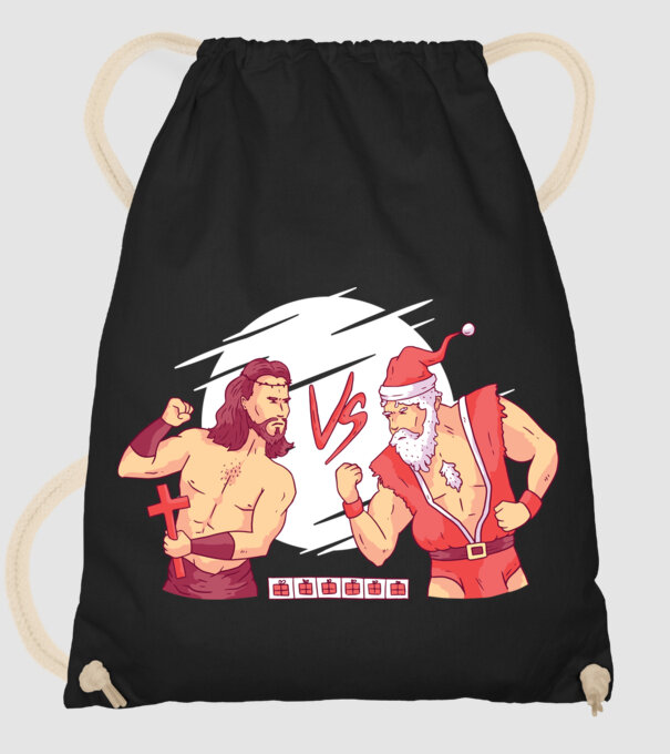 Isus vs Moș Crăciun Street Fighter tricou amuzant Crăciun model negru pe tricou