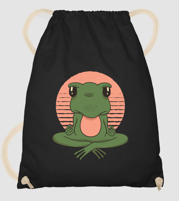 Yoga Broască model negru pe tricou