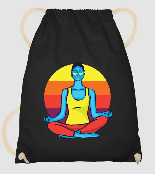 Yoga Meditație Retro model negru pe tricou