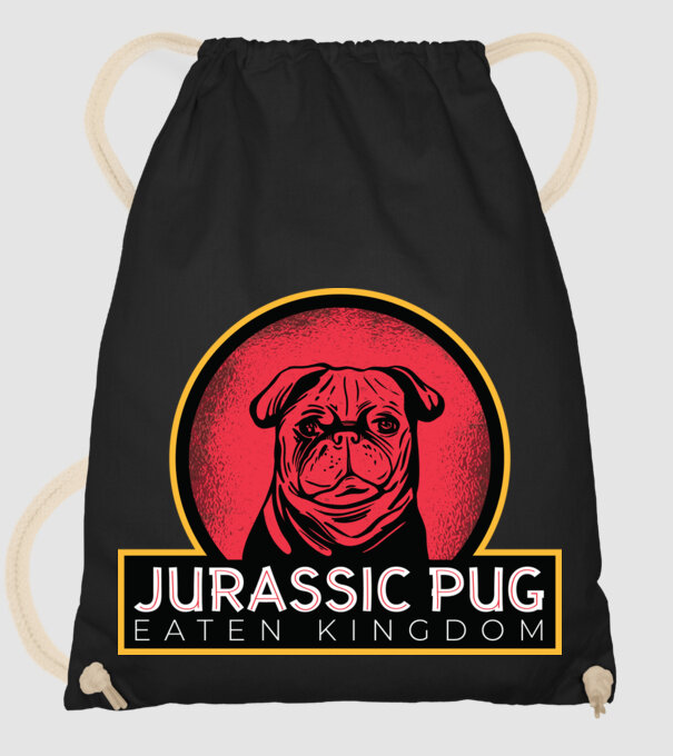 Jurassic Pug Tricou cu mops model negru pe tricou