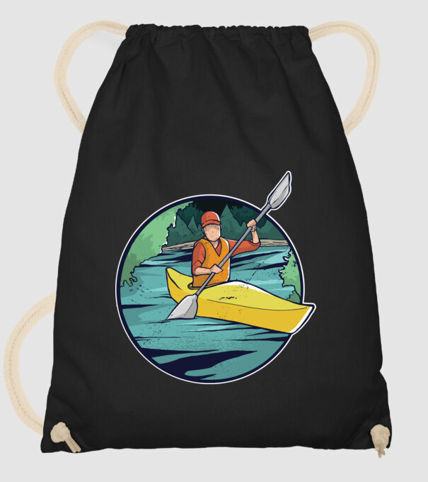 Caiac-canoe model negru pe tricou