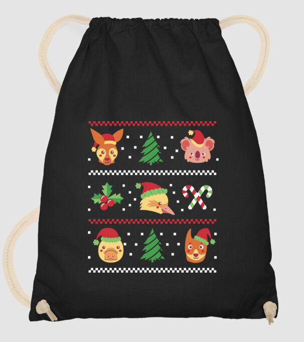 Pulover urât Animale de Crăciun model negru pe tricou
