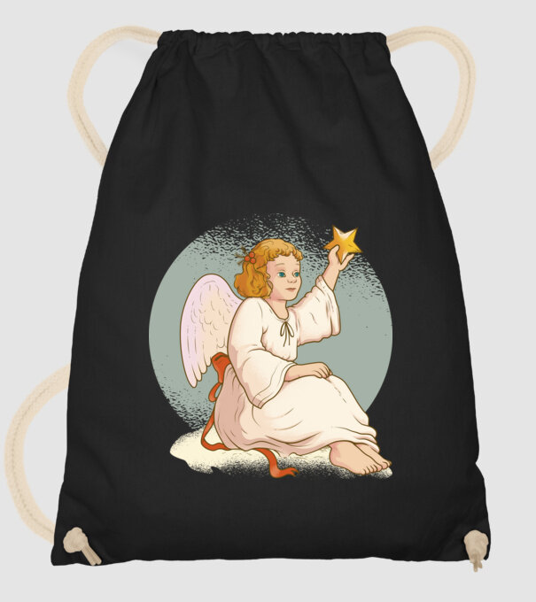 Înger de Crăciun model negru pe tricou