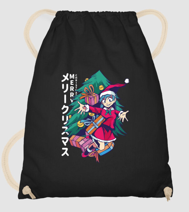 Anime Crăciun model negru pe tricou
