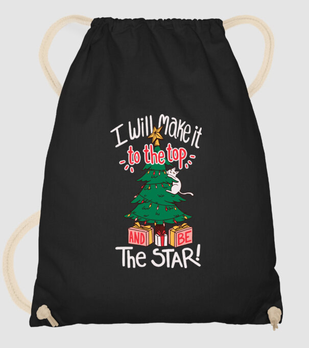 Pisică de Crăciun model negru pe tricou