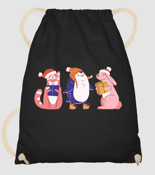 Animale drăguțe de Crăciun model negru pe tricou