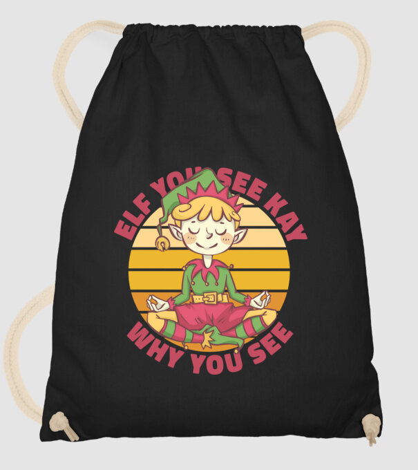 Yoga Elf Crăciun model negru pe tricou