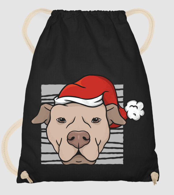 Pitbull de Crăciun model negru pe tricou