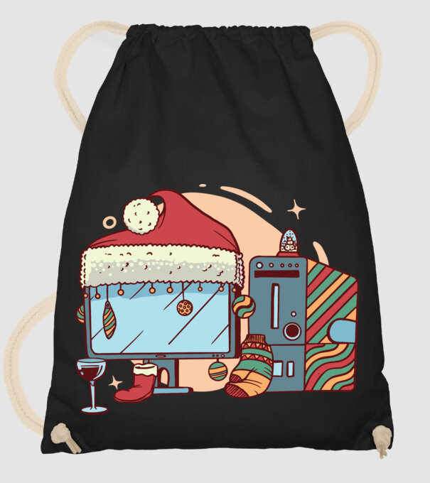 Computer de Crăciun model negru pe tricou
