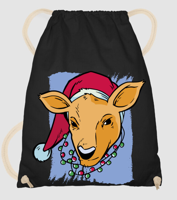 Cerb de Crăciun model negru pe tricou