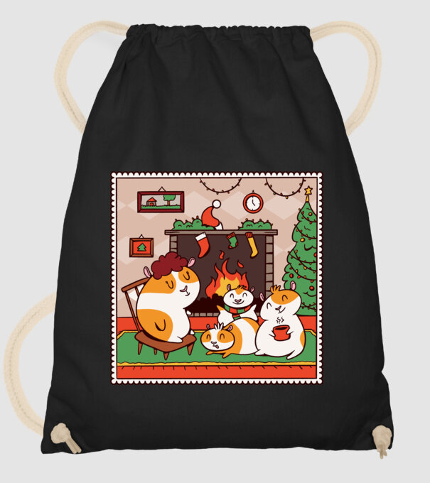 Porcușori de Guineea de Crăciun model negru pe tricou