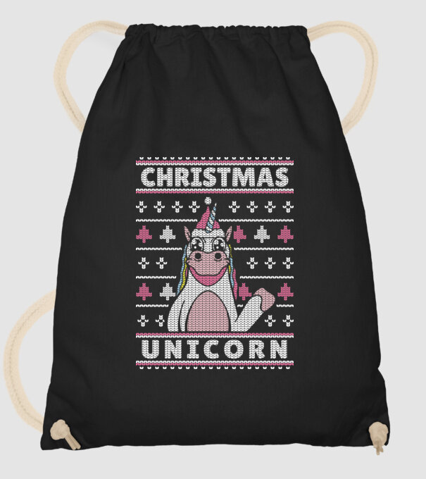 Unicorn de Crăciun pulover urât model negru pe tricou