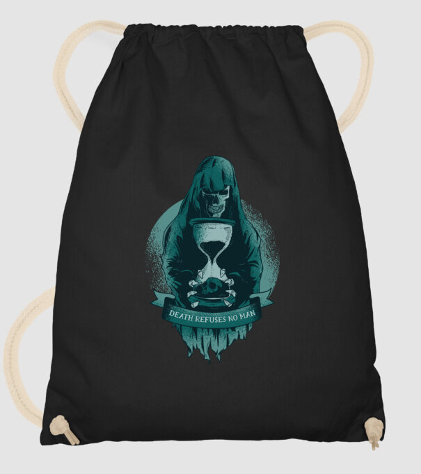 Om cu coasă (Moartea?) model negru pe tricou
