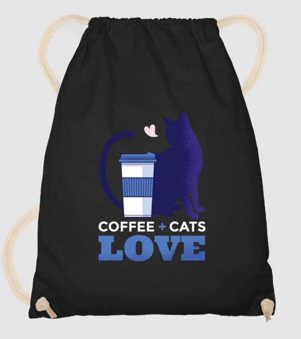 Cafea + Pisici = dragoste model negru pe tricou