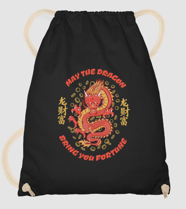 Dragon chinezesc norocos model negru pe tricou