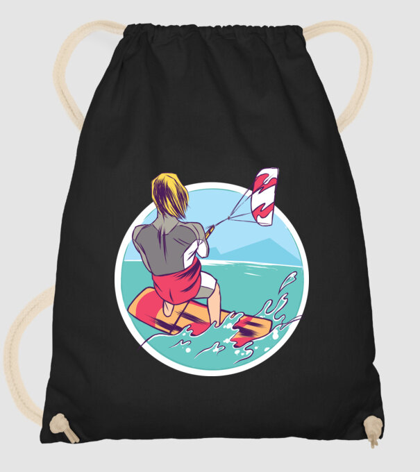 Kite Surf model negru pe tricou