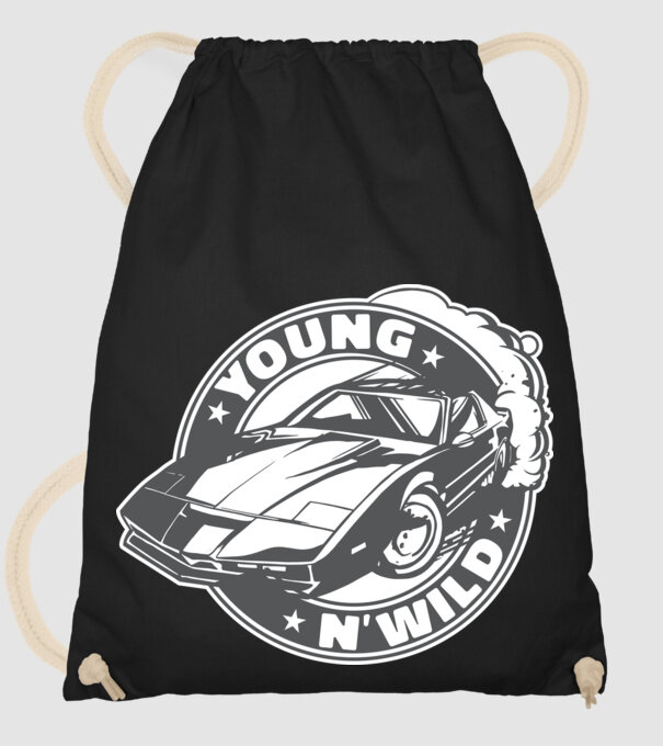 Knight Rider - Young and wild model negru pe tricou