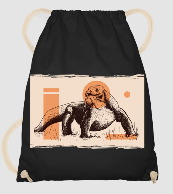 Șopârlă dragon de Komodo model negru pe tricou