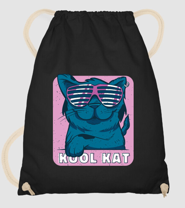 Kool Cat - Pisică Cool model negru pe tricou