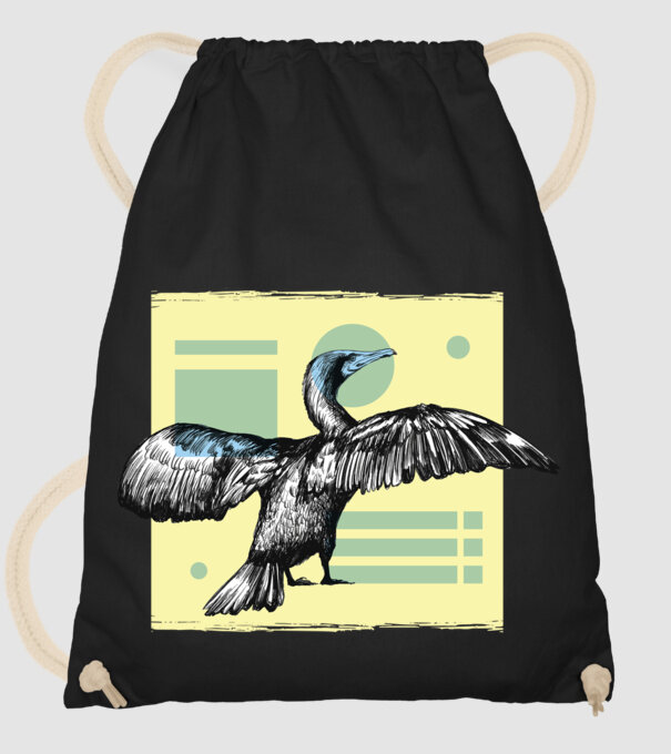 Pasăre cormoran model negru pe tricou