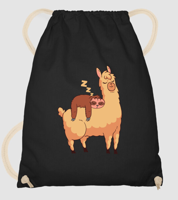 Leneș dormind pe Lama tricou amuzant model negru pe tricou