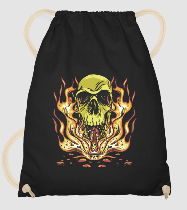Craniu în flăcări model negru pe tricou