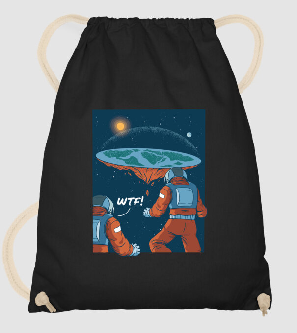 Astronaut Pământ plat model negru pe tricou