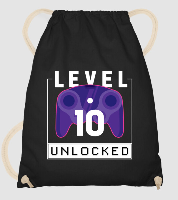 Level 10 Unlocked Gamer Birthday model negru pe tricou