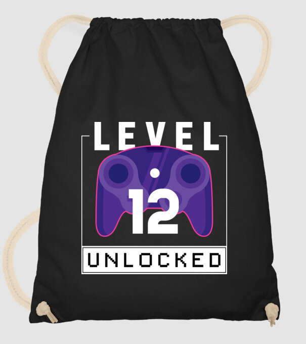 Level 12 Unlocked Gamer Birthday model negru pe tricou